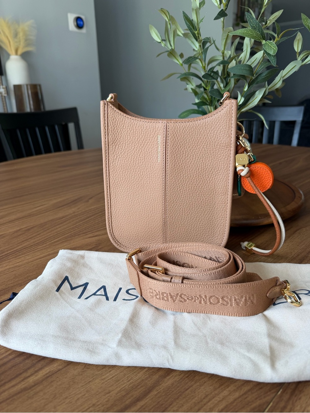 MAISON DE SABRE - Mini Saddle Bag in Sandstone Brown with Charms 🍊- BRAND NEW